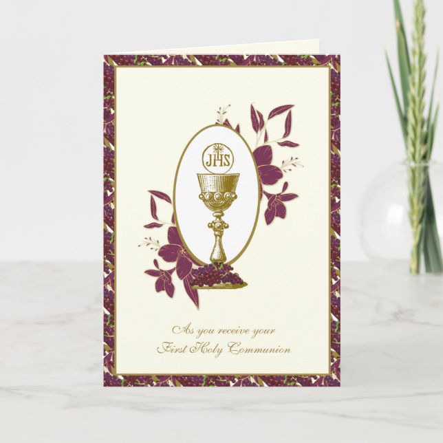 Catholic First Holy Communion Jesus Angels  Card (Front)