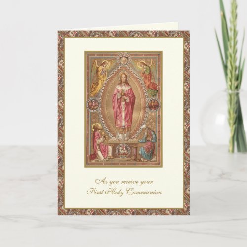 Catholic First Holy Communion Jesus Angels  Card