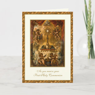 Catholic First Holy Communion Jesus Angels  Card