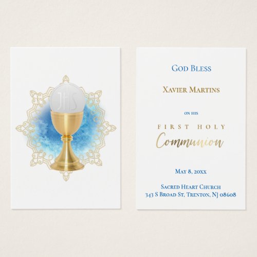 Catholic First Holy Communion remembrance card