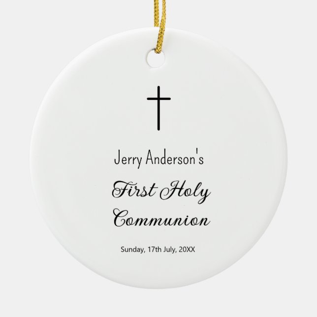 Catholic first holy communion simple QR minimal Ceramic Ornament (Front)