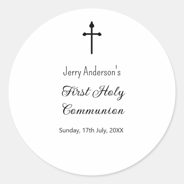 Catholic first holy communion simple QR minimal Classic Round Sticker (Front)