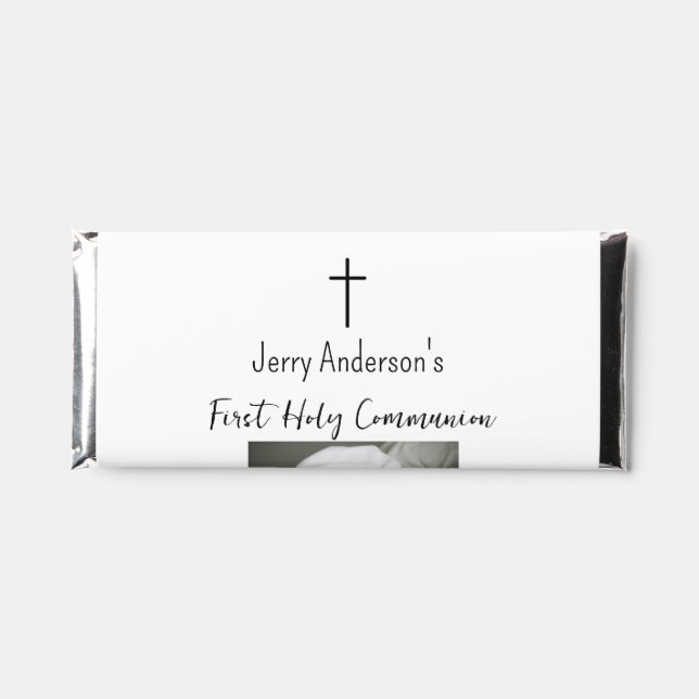 Catholic first holy communion simple QR minimal Hershey Bar Favors (Front)