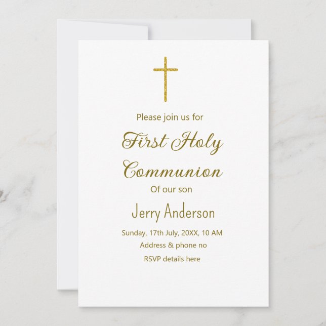 Catholic first holy communion simple QR minimal Invitation (Front)