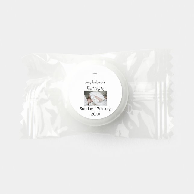 Catholic first holy communion simple QR minimal Life Saver® Mints (Front)