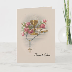 Catholic First Holy Communion Thank You Card