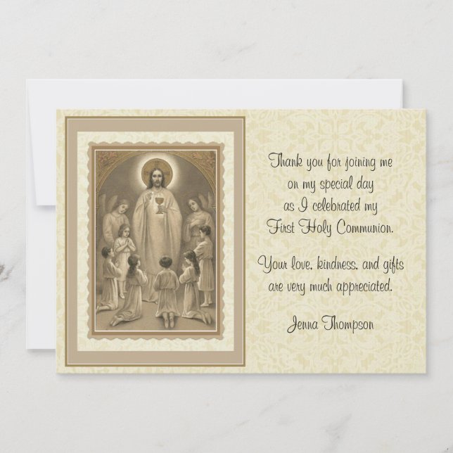 Catholic First Holy Communion Thank You Invitation (Front)