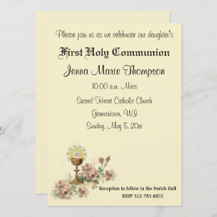 Catholic First Holy Communion Traditional Invitation