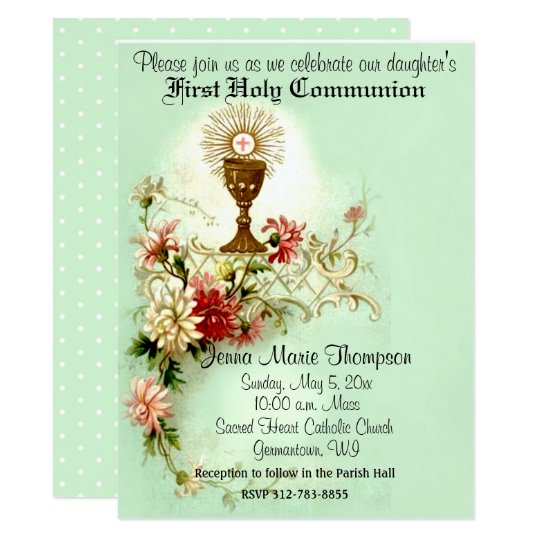 Catholic First Holy Communion Traditional Invitation | Zazzle.com