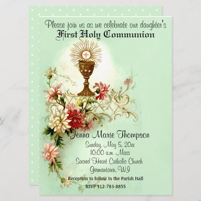 Catholic First Holy Communion Traditional Invitation (Front/Back)