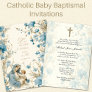 Catholic Floral Baptism Christening Baby Scripture Invitation