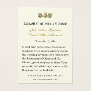 Catholic Floral Gold Wedding Holy Card
