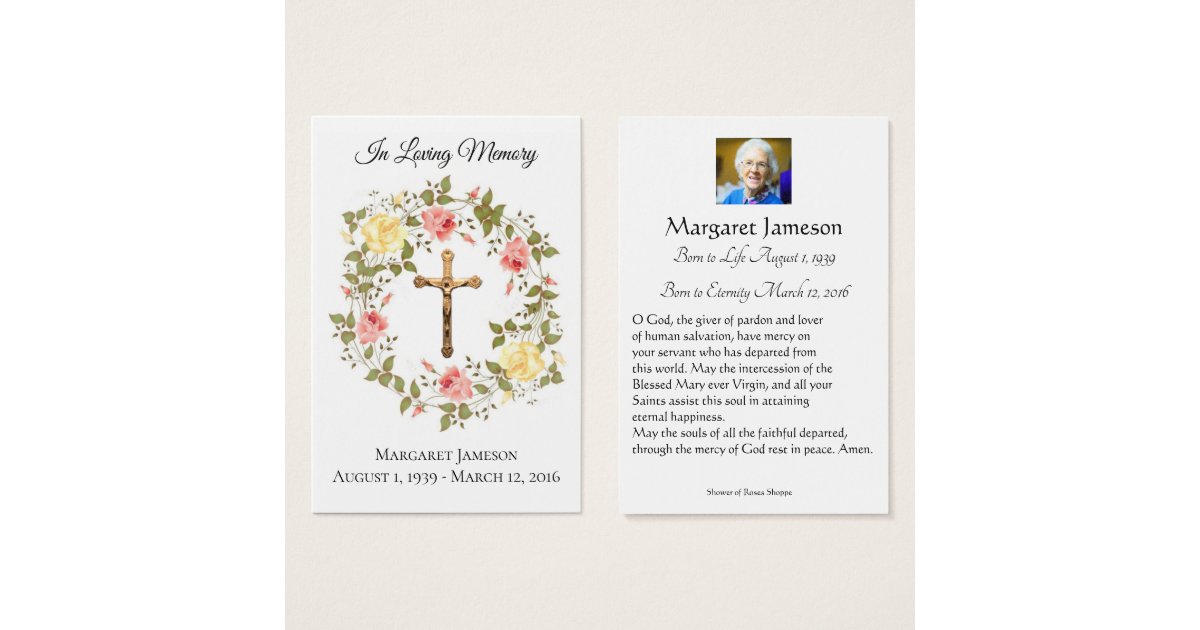 Catholic Floral Sympathy Condolence Holy Card Zazzle