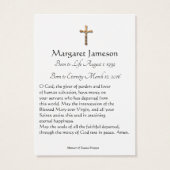 Catholic Floral Sympathy Condolence Holy Card (Back)
