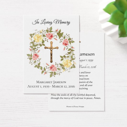 Catholic Floral Sympathy Condolence Holy Card (Desk)