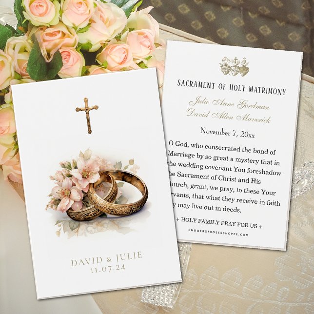  Catholic Floral Wedding Prayer Card  (Easy to personalize Catholic wedding prayer cards! )