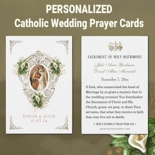  Catholic Floral Wedding Prayer Card 