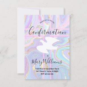 Catholic fluid colorful marble Confirmation Invitation