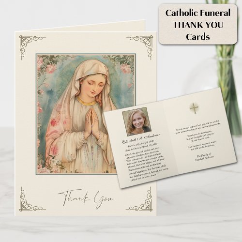 Catholic Funeral Blessed Mary Thank you  Note Card