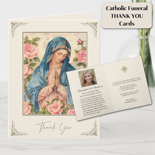 Catholic Funeral Blessed Mary Thank you  Note Card (Creator Uploaded)
