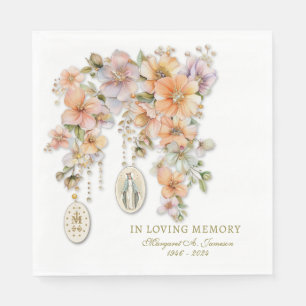 Catholic Funeral Floral Mary Memorial Napkins