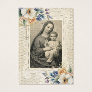 Catholic Funeral Floral Prayer Memorial Card