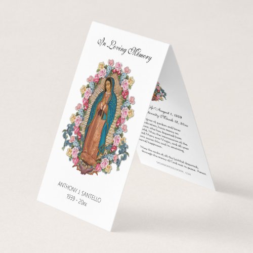 Catholic Funeral Guadalupe Prayer Holy Card