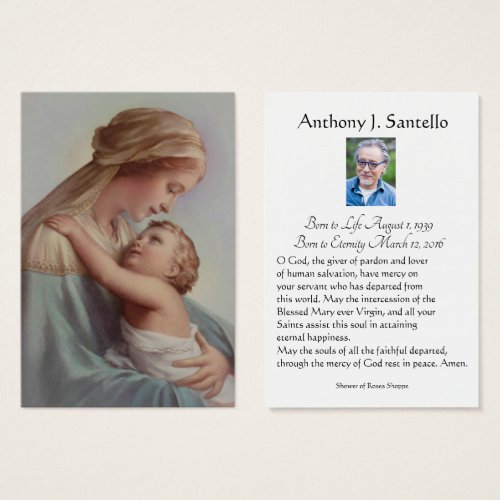 Catholic Funeral Mary Memorial Prayer Holy Card