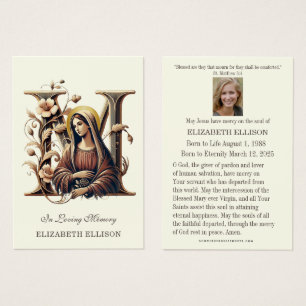 Catholic Funeral Memorial Blessed Mary Prayer Card