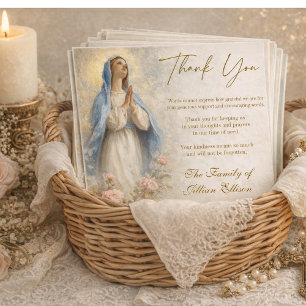 Catholic Funeral Memorial Blessed Virgin Mary  Thank You Card