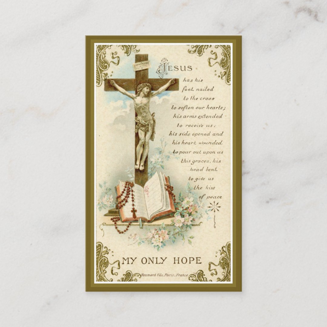 Catholic Funeral Memorial Crucifix Holy Card | Zazzle