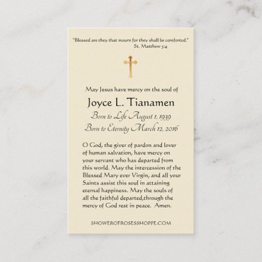 Catholic Funeral Memorial Crucifix Holy Card | Zazzle