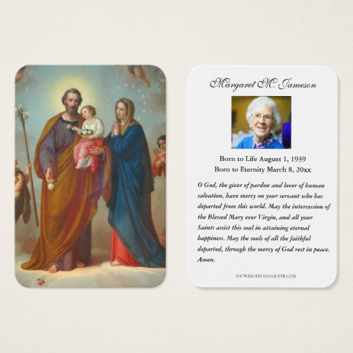 Catholic Funeral Memorial Holy Family Prayer Card