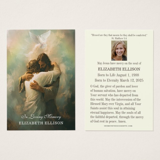 Catholic Funeral Memorial Jesus Prayer Card (Front & Back)