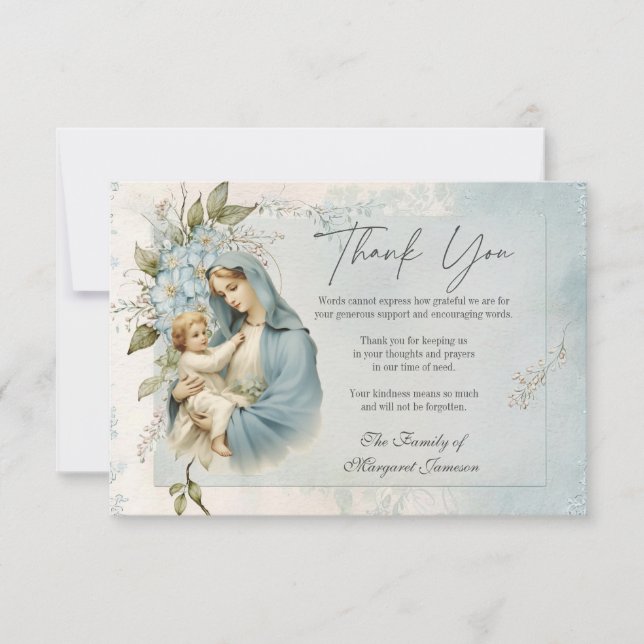Catholic Funeral Memorial Jesus Virgin Mary  Invitation (Front)
