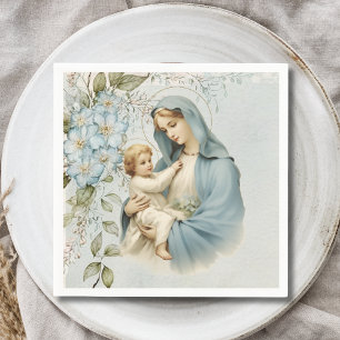 Catholic Funeral Memorial Jesus Virgin Mary  Napkins