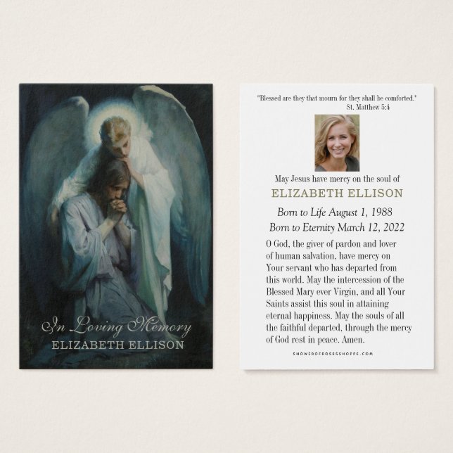 Catholic Funeral Memorial Jesus with Angel (Front & Back)