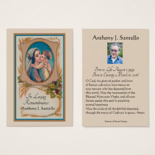 Catholic Funeral Memorial Prayer Holy Card
