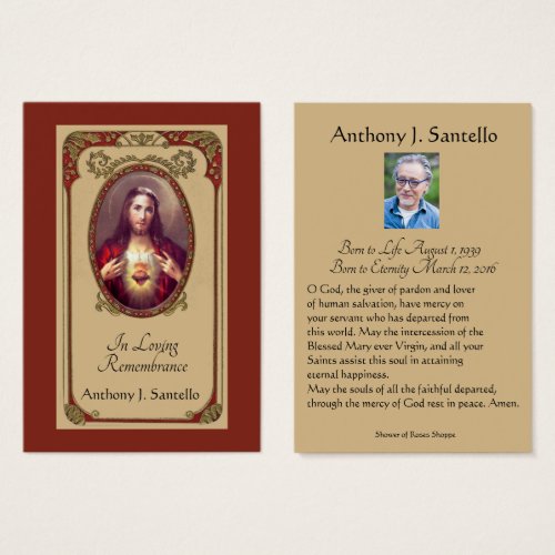 Catholic Funeral Memorial Prayer Holy Card