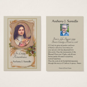 Catholic Funeral Memorial Prayer Holy Card
