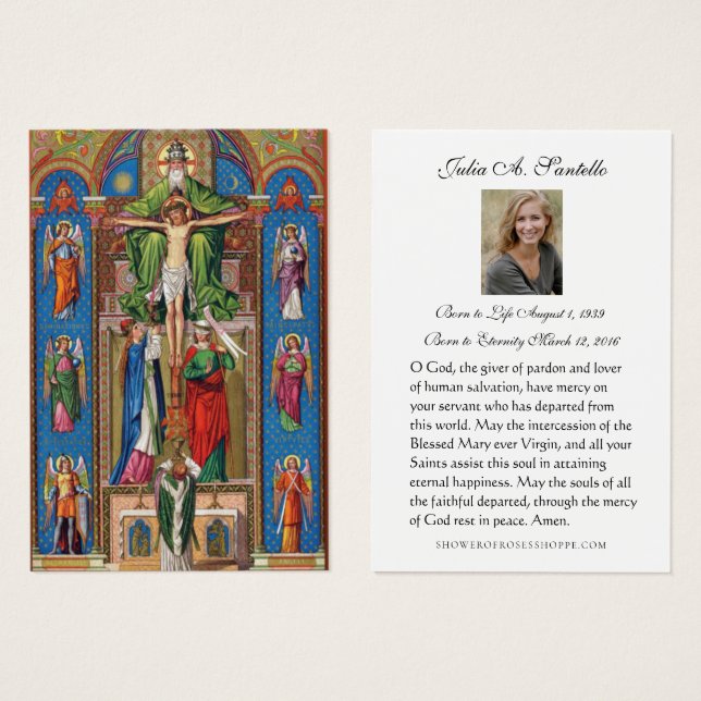 Catholic Funeral Memorial Prayer Holy Card (Front & Back)