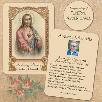 Catholic Funeral Memorial Prayer Holy Card by ShowerOfRoses at Zazzle