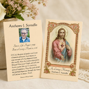 Catholic Funeral Memorial Prayer Holy Card