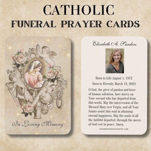 Catholic Funeral Memorial Prayer Holy Card