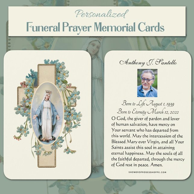 Catholic Funeral Memorial Prayer Holy Card (Traditional Catholic Funeral Memorial Prayer Cards of the Blessed Virgin Mary)