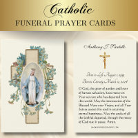 Catholic Funeral Memorial Prayer Holy Card