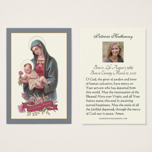 Catholic Funeral Memorial Prayer Holy Card