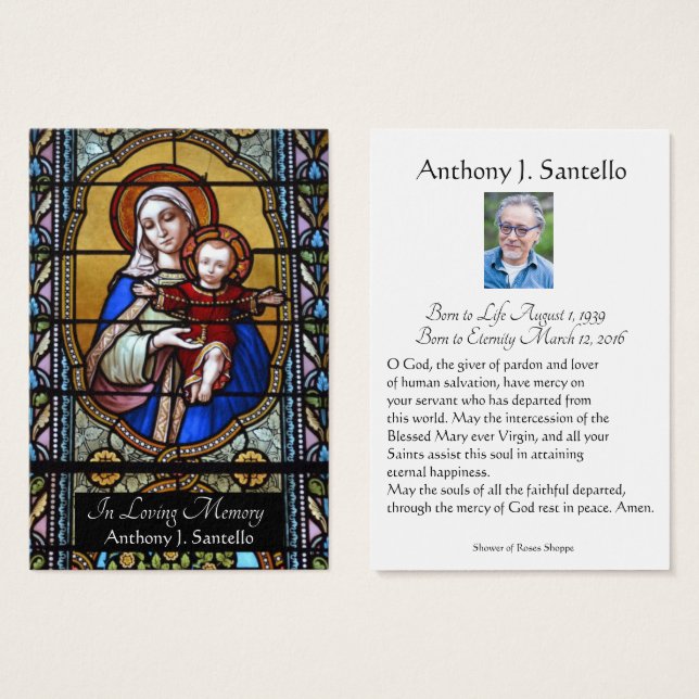 Catholic Funeral Memorial Prayer Holy Card (Front & Back)