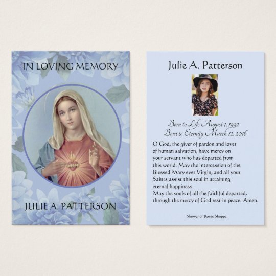 Catholic Funeral Memorial Prayer Holy Card | Zazzle.com