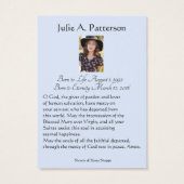 Catholic Funeral Memorial Prayer Holy Card (Back)